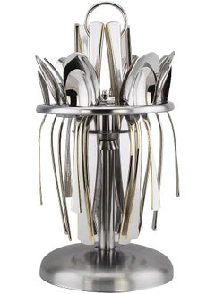 Berger 24 Piece Silverware Flatware Cutlery Set With Round Stand, Stainless Steel Includes 6 Knife, Fork, Tea Spoon, Dinner Mirror Polished, Dishwasher Safe  - Image 1