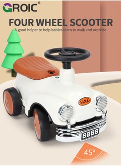 GROIC Toddler Scooter, Baby Ride-on Toy, Activity Walker Baby Racing Car, No Pedal & 4 Silence Wheels & Widened Seat & Wonderful Children's Music & Cool Headlights & Seat Storage Space Riding Toys  - Image 2