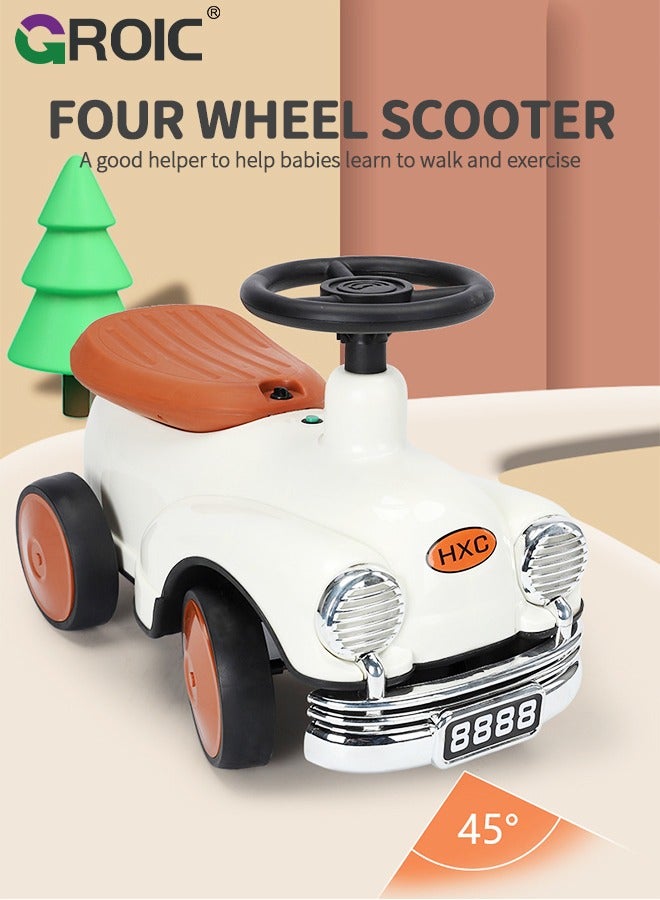 GROIC Toddler Scooter, Baby Ride-on Toy, Activity Walker Baby Racing Car, No Pedal & 4 Silence Wheels & Widened Seat & Wonderful Children's Music & Cool Headlights & Seat Storage Space Riding Toys - Image 2