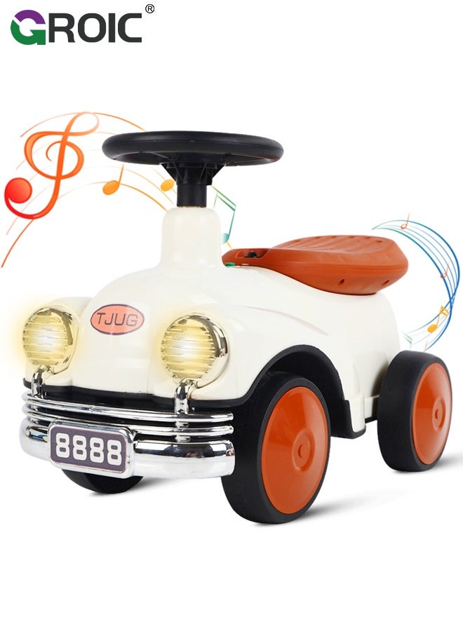 GROIC Toddler Scooter, Baby Ride-on Toy, Activity Walker Baby Racing Car, No Pedal & 4 Silence Wheels & Widened Seat & Wonderful Children's Music & Cool Headlights & Seat Storage Space Riding Toys - Image 1