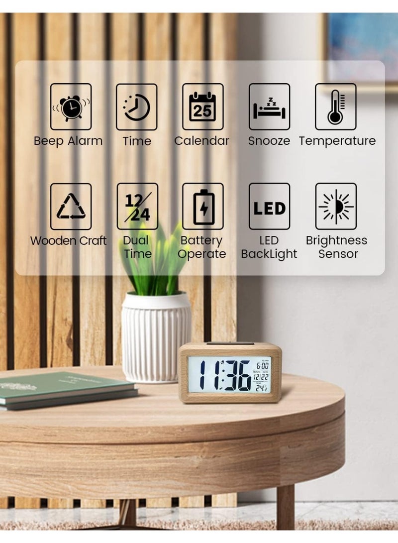Digital Alarm Clock, LCD Display with Date and Temperature,  Display, for Bedroom, Living Room, Office - Image 3