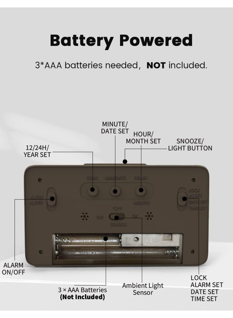Digital Alarm Clock, LCD Display with Date and Temperature,  Display, for Bedroom, Living Room, Office - Image 4
