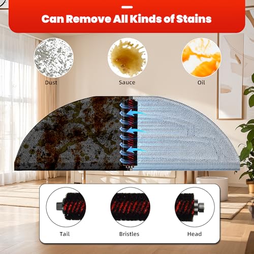 AnDongo 30 Pack Accessories Set for Roborock S8 Max/MaxV Ultra Robot Vacuum, 1 Pair Main Brushes, 2 Self-Cleaning Brush, 6 Side Brushes, 4 Filters, 4 Round Mop Pads, 4 Long Mop Pads, 6 Dust Bags, 2 Tools - Image 5