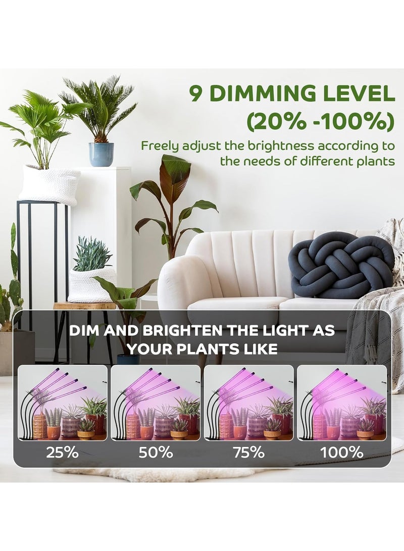 OHAHO Grow Light for Indoor Plants - Upgraded Version ,LED Grow Lights for Indoor Plants Full Spectrum Plant Light Auto On/Off Timer (3/9/12H) & 4 Adjustable Lamp Heads - 360° Flexible Gooseneck Grow Light for Seed Starting Seedlings & Succulents  - Image 5
