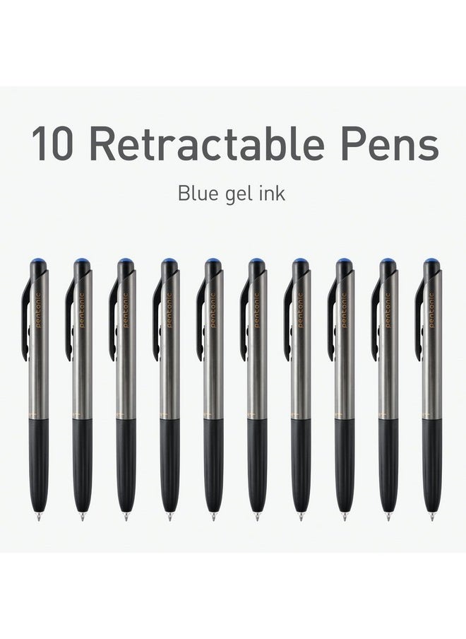 Pentonic Gr-T Retractable Gel Pens, 10 Count, Blue Ink, 0.7 Mm Fine Point, Smooth Writing For Journaling, Note Taking, Office & School (1002361)  - Image 3