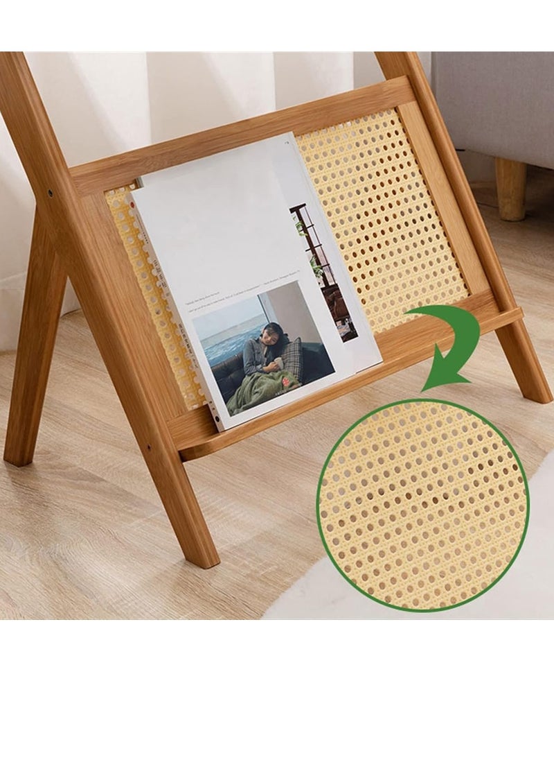 Generic FFD Rattan Nightstand Side Table, Bamboo Accent Bedside Tables, Glass Coffee Tables  - Image 2