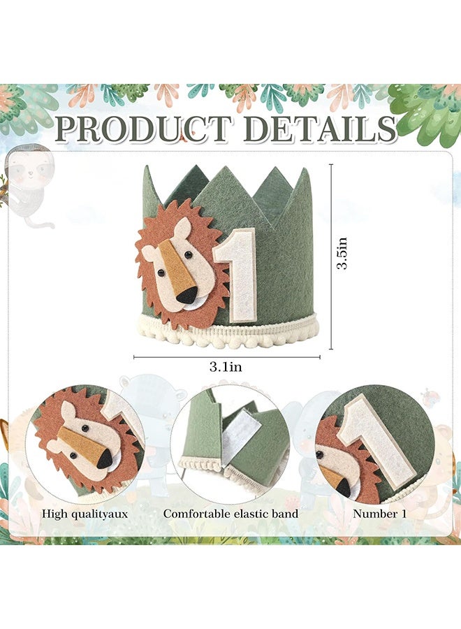 Lemon Lion 1st Birthday Crown, First Glitter Crown Hat for Baby's 1st Birthday Party Photo Booth Props Girl or Boy Baby Shower Decor - Image 2