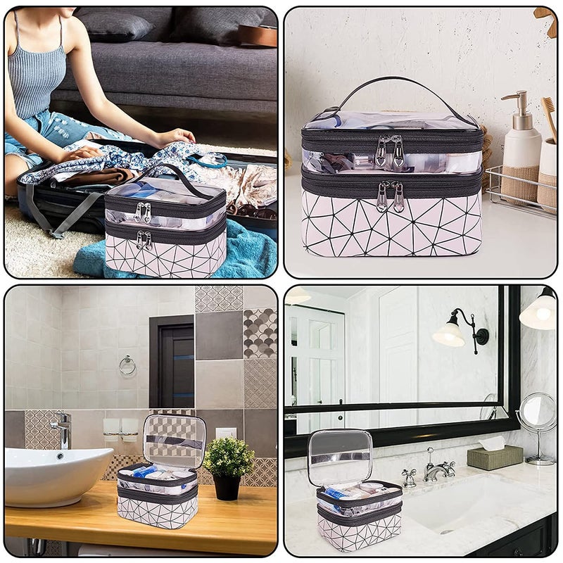 HOMENITY Luxury Double Layer Makeup Pouch for Women Toiletry Pouches Kit with Brush Holder Travel Wash Bags Inner Ware Storage Organizer - Image 4