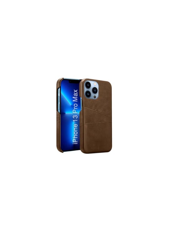 CATANES iPhone 13 Pro Max Case Cover Leather with Card Holder for Men Women Phone Case - Brown  - Image 1