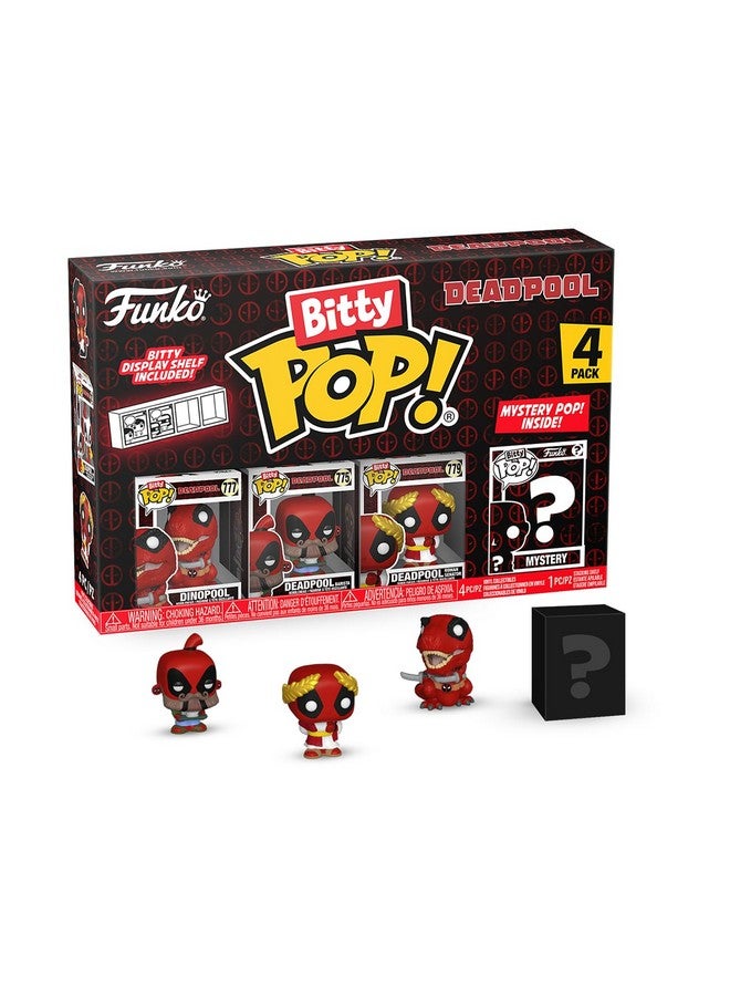 Funko Bitty POP! Deadpool - Dinopool , 4-Pack and A Surprise Mystery Mini Figure - 0.9 Inch (2.2 Cm) Collectable - Stackable Display Shelf Included - Gift Idea - Party Bags Stocking - Cake Topper - Image 1