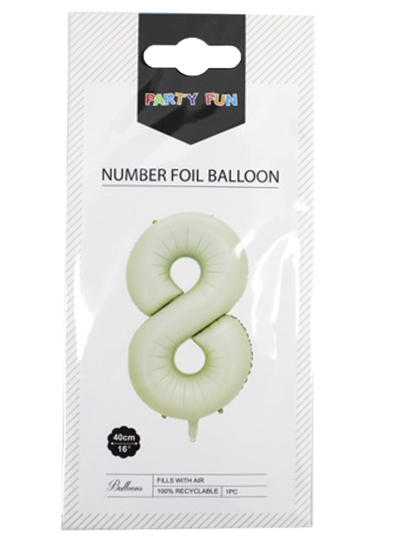 PARTY FUN Foil Number Balloon 16" No.8 Cream Color  - Image 2
