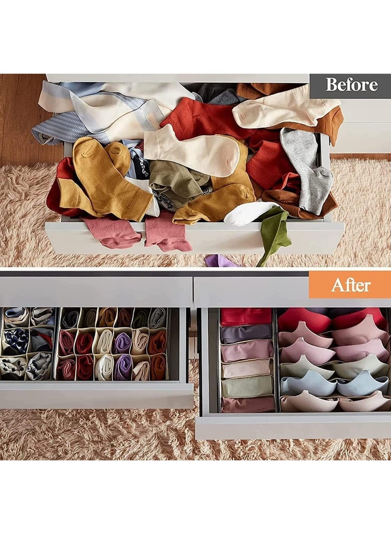 Beauenty 4 Pcs Underwear Storage Organizer Divider, Foldable Storage Boxes Cabinet Closet Organizers for Clothes, Bras, Lingerie, Socks, Undies, Khaki - Image 2