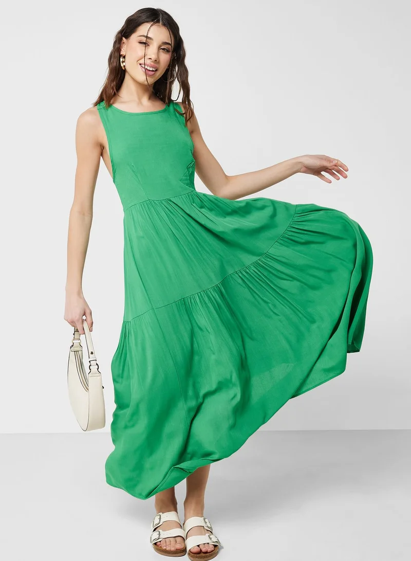 Ginger Green Tiered Midi Dress