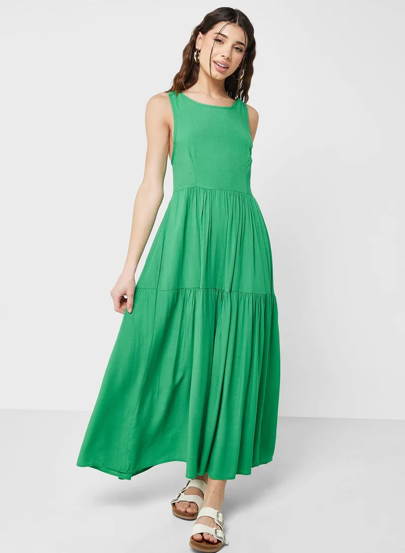 Ginger Green Tiered Midi Dress