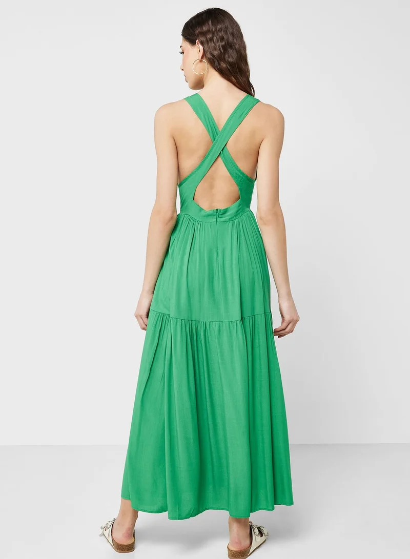 Ginger Green Tiered Midi Dress