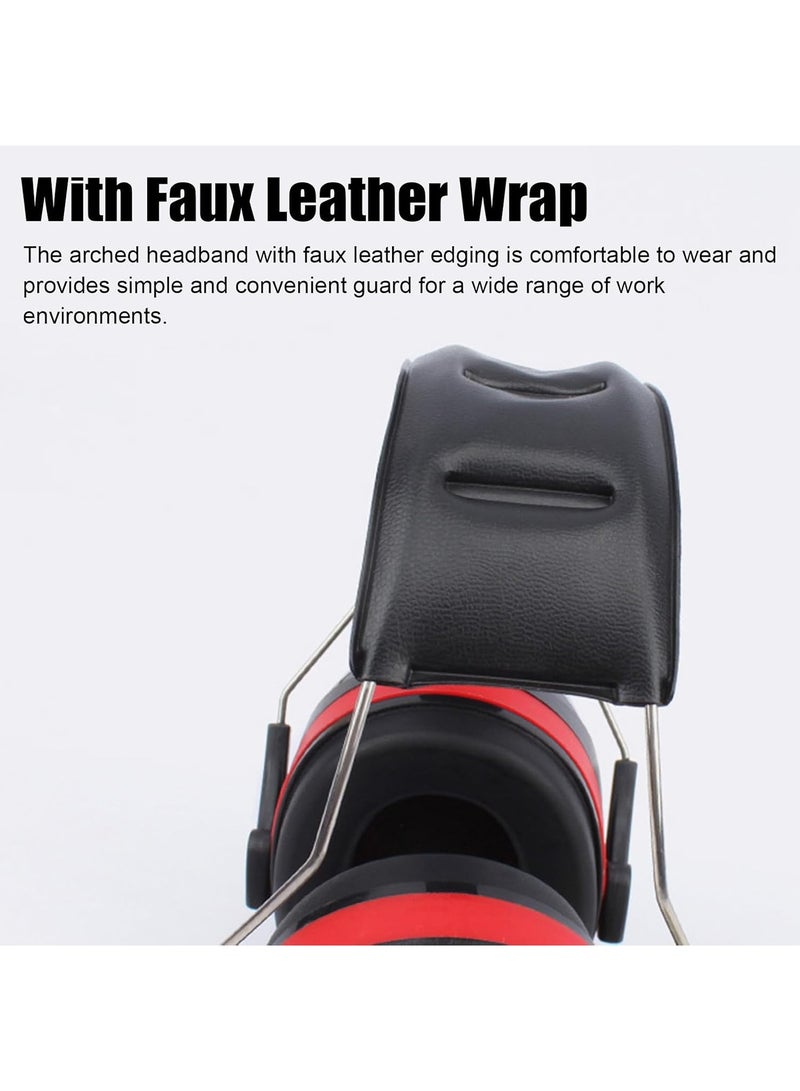 Noise Cancelling Ear Protection Muffs for Adults and Kids Adjustable Soft Headband Hearing Protectors Comfortable Noise Reduction Earmuffs for Shooting Construction Studying and Sleeping Black/Red - Image 4