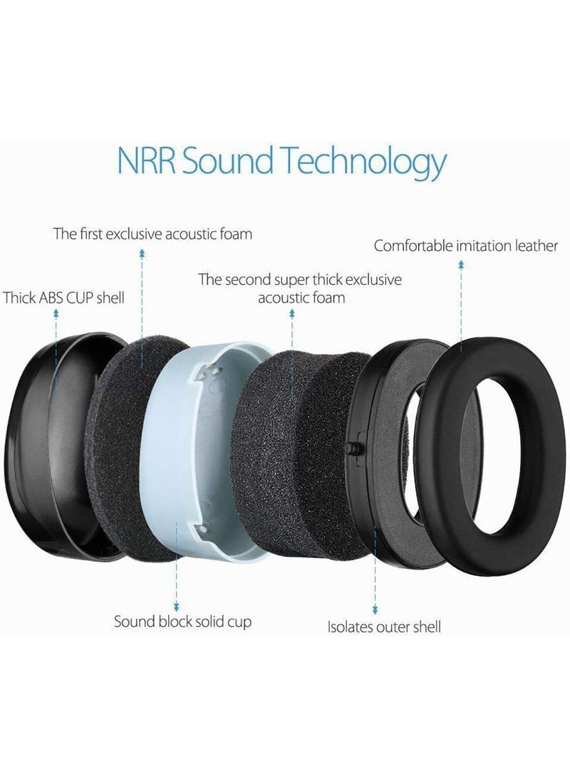 Noise Cancelling Ear Protection Muffs for Adults and Kids Adjustable Soft Headband Hearing Protectors Comfortable Noise Reduction Earmuffs for Shooting Construction Studying and Sleeping Black/Red - Image 2