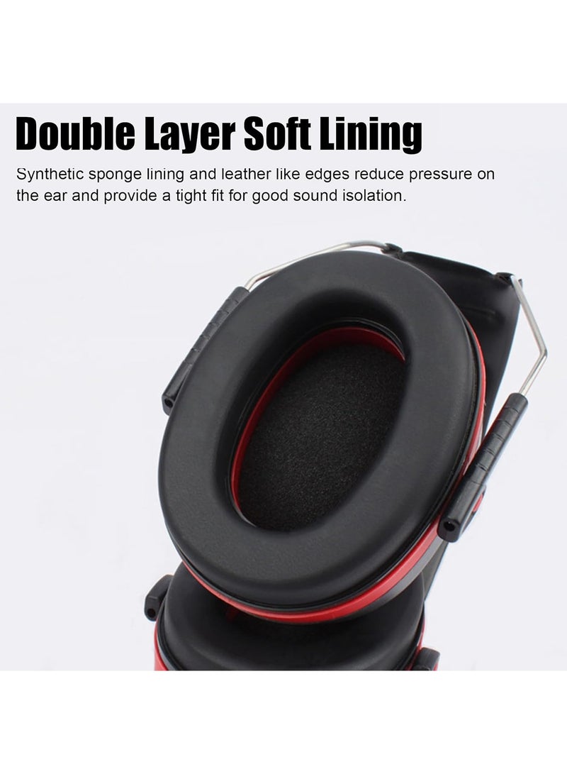 Noise Cancelling Ear Protection Muffs for Adults and Kids Adjustable Soft Headband Hearing Protectors Comfortable Noise Reduction Earmuffs for Shooting Construction Studying and Sleeping Black/Red - Image 5