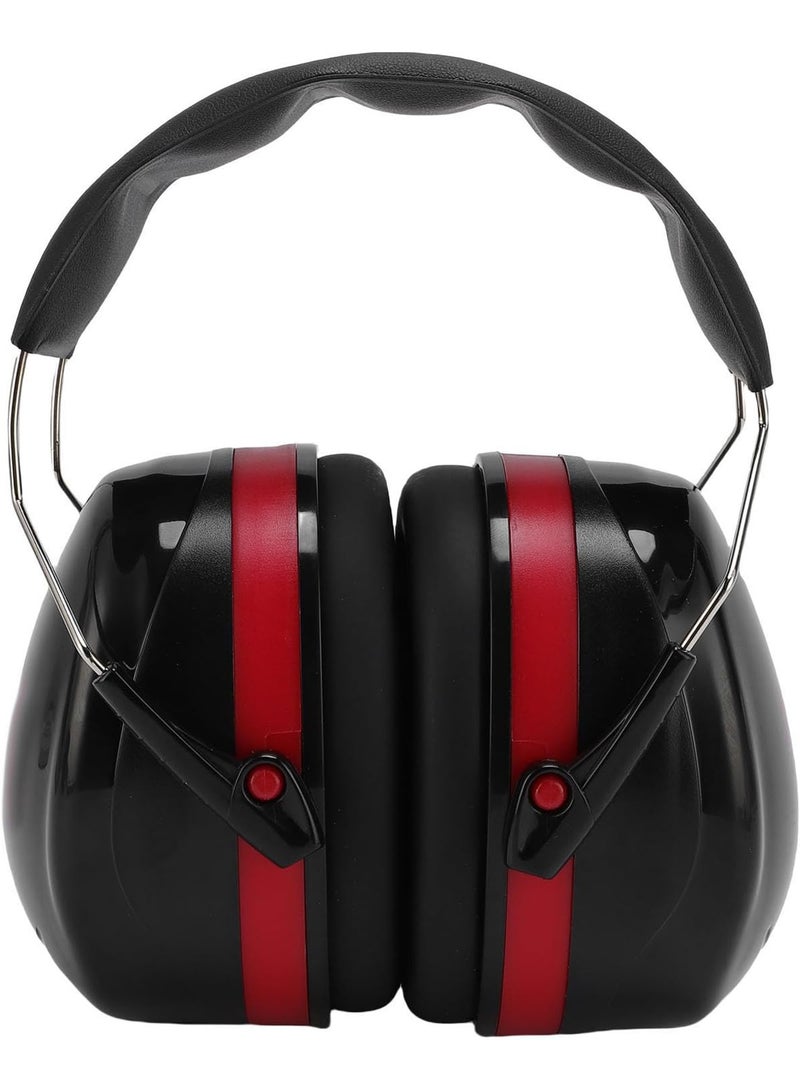 Noise Cancelling Ear Protection Muffs for Adults and Kids Adjustable Soft Headband Hearing Protectors Comfortable Noise Reduction Earmuffs for Shooting Construction Studying and Sleeping Black/Red - Image 1
