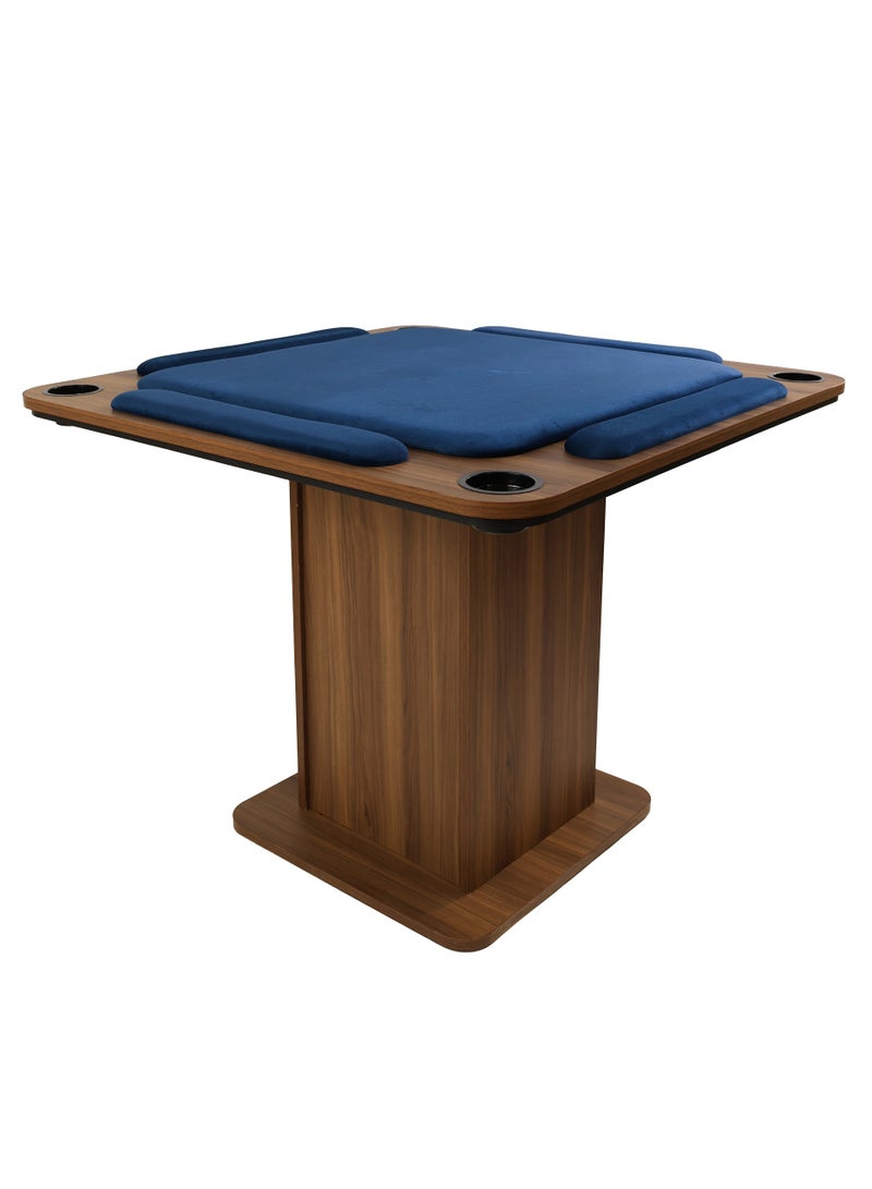 Four Plus 4P Al-Dariyah Baloot Table - Baloot Table with Bell - Made of Wood - 90 x 90 x 73 cm - Ideal for Baloot sessions and family gatherings (Color: Blue) Wood Type: Walnut - Image 1