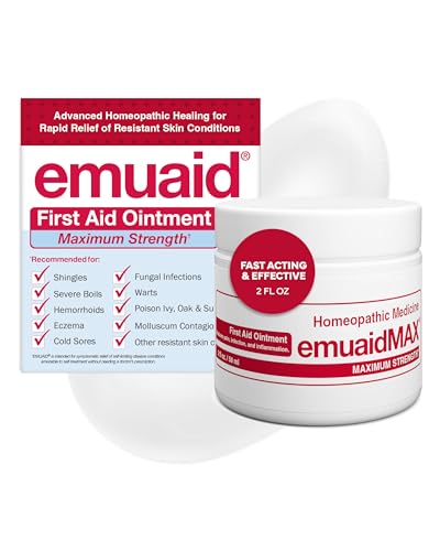 emuaid EMUAIDMAX Ointment for Itchy Skin Maximum Strength Treatment for Athletes Foot Psoriasis Jock Itch Rash Eczema Cold Sores Blisters and Yeast Infection 2oz
