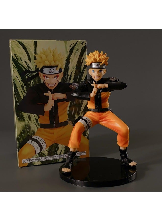 Naruto Hand-made Naruto Sasuke Sakura Kakashima Feng Shui Door PIRATE ANIME Model Ornaments-Color:Squatting Posture Naruto 18cm (boxed) - Image 1