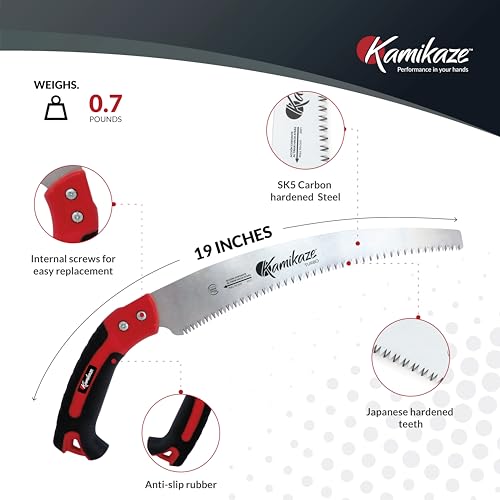 EZ Kut Kamikaze Saw Curved Blade with Scabbard - 19.3 Inch Heavy Duty Pruning - Carbon Hardened Steel Japanese Technology- Best Pruning Saw for Tree Trimming - Image 2