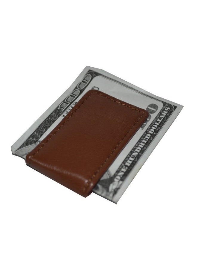 LB LEATHERBOSS Genuine Leather Slim Magnetic Minimalist Bifold Money Clip Cash Holder Wallet, Brown - Image 2