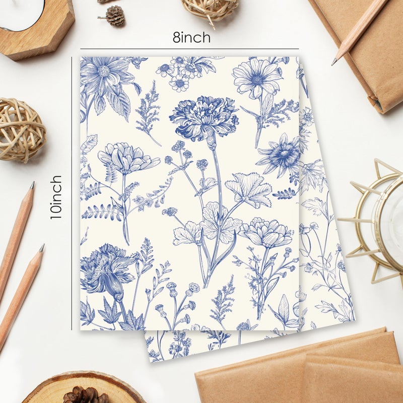 BESERH Chinoiserie Floral Wall Decor, Blue and White Floral Wall Art Prints, Grandmillennial Vintage Flower Posters for Home Bedroom Living Room, 8x10 Inches Set of 4 Unframed - Image 2