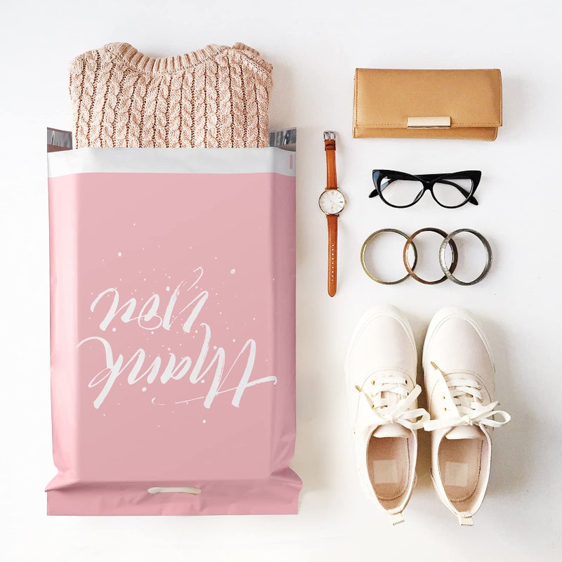 Metronic أكياس شحن بولي ميتروينك 14.5x19 50 قطعة | تصميم محدث لأكياس الشحن مع مقبض | أكياس شحن للأعمال الصغيرة مع لاصق ذاتي | سهلة الحمل، مقاومة للماء ومقاومة للتمزق، أكياس باللون الوردي - Image 5