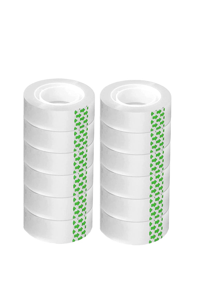 MARKQ [Pack of 12] Clear Tape Rolls – [1/2 Inch x 25 yards] Transparent Tape for Office, Home, School, Gift Wrapping & Dispenser Refills - 1 Inch Core  - Image 2