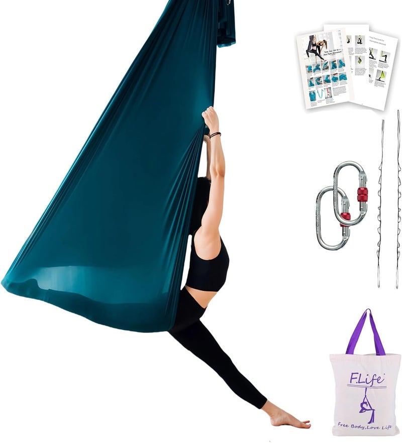 Flife Aerial Yoga Hammock 6.5 yards Premium Aerial Sling Silk Fabric Yoga Swing for Antigravity Inversion Include Daisy Chain,Carabiner and Pose Guide - Image 1