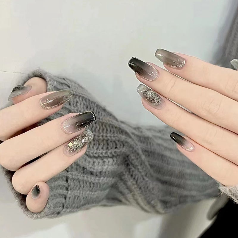 طقم أظافر صناعية قابلة لإعادة الاستخدام بتصميم سحري أومبري - موديل R653 - Image 3