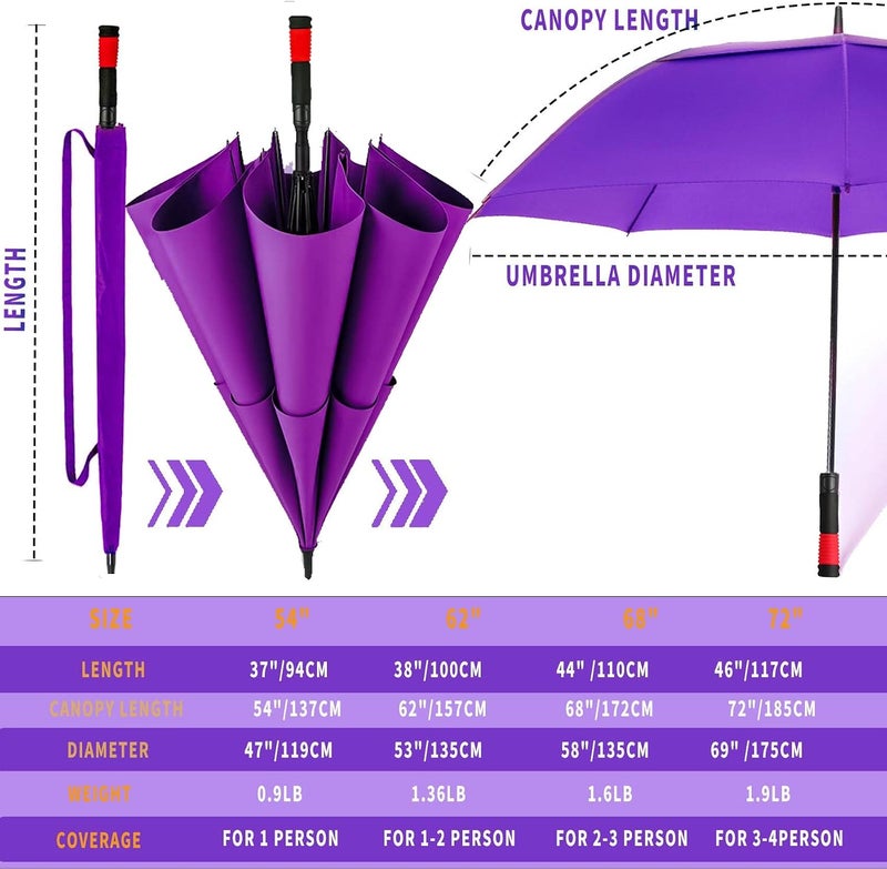 SIEPASA Golf Umbrella Large 62/68/72 Inch Automatic Open Golf Umbrella Extra Large Oversize Double Canopy Vented Umbrella Windproof Waterproof for Men and Women. - Image 5