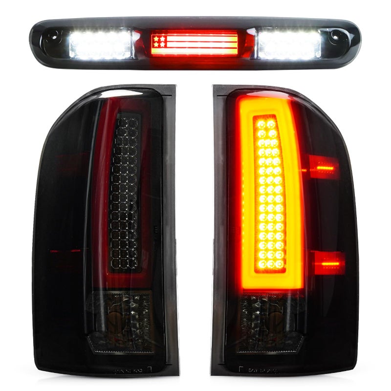 Bomusou LED Tail Light 3rd Brake Light Kit Fit for Chevy Silverado 1500 2500 HD 3500 HD 20072014 for GMC Sierra 3500 HD 20082014 with Dual Wheel Only 3Pcs Smoke Lens