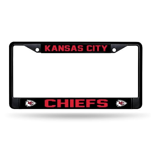 Rico Industries NFL Football Kansas City Chiefs Black Chrome Frame with Printed Inserts 12 x 6 CarTruck Auto Accessory - Image 1
