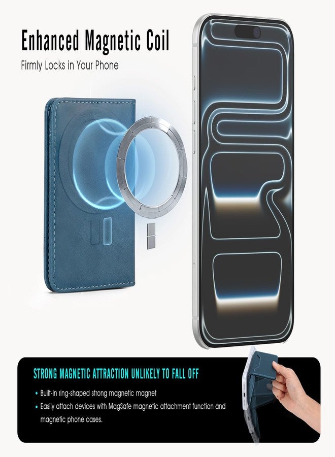 ASAPDOS For MagSafe Wallet,Magnetic Card Holder RFID Blocking Wallet with 5 Card Slots & Cash Pocket For iPhone 17/16/ 15/14/ 13/12/ Pro/Max/Plus/Air Blue - Image 4