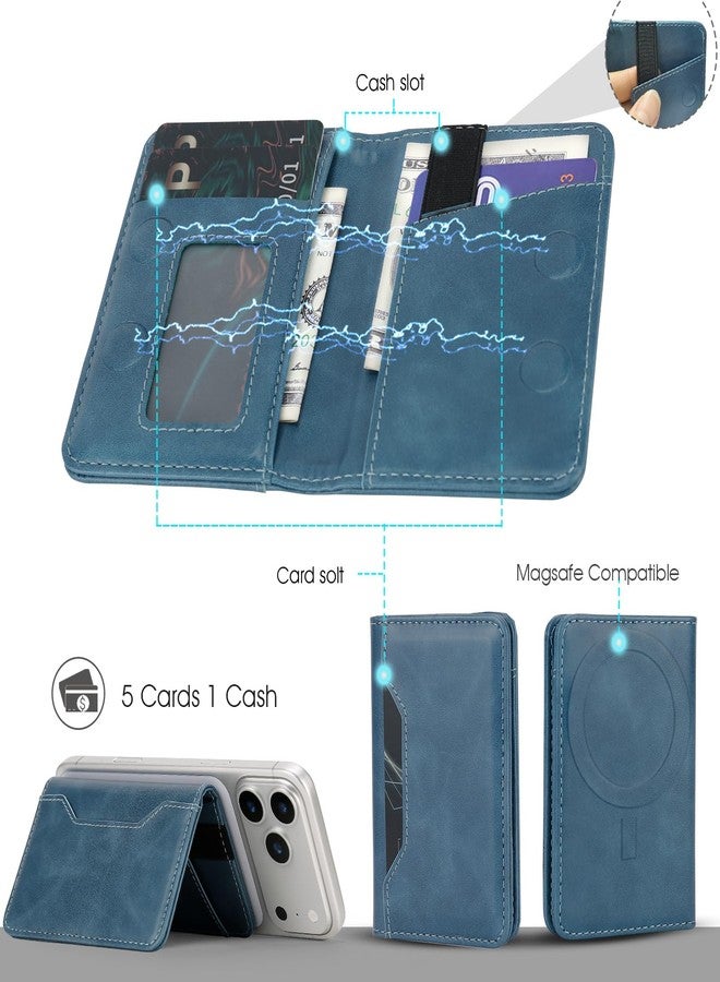 ASAPDOS For MagSafe Wallet,Magnetic Card Holder RFID Blocking Wallet with 5 Card Slots & Cash Pocket For iPhone 17/16/ 15/14/ 13/12/ Pro/Max/Plus/Air Blue - Image 2