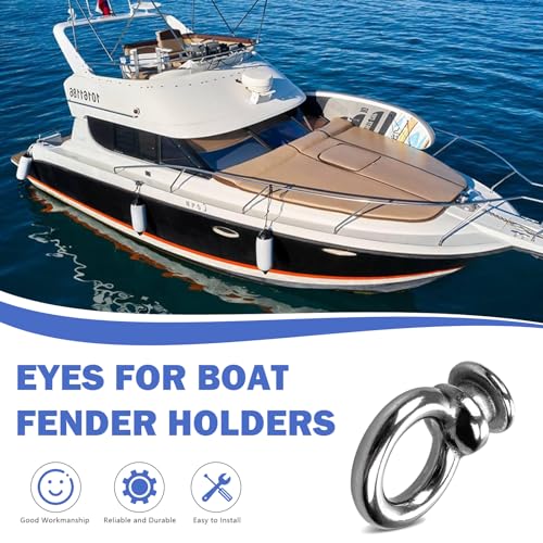 Hasanbar Boat Fender Bumper Hanging Holder Locks, Boat Bumper Clips Boat Fender Eye Stainless Steel Boat Fender Hangers Boat Fender Clips Bumper Clips, Silver - 4 Pcs - Image 5