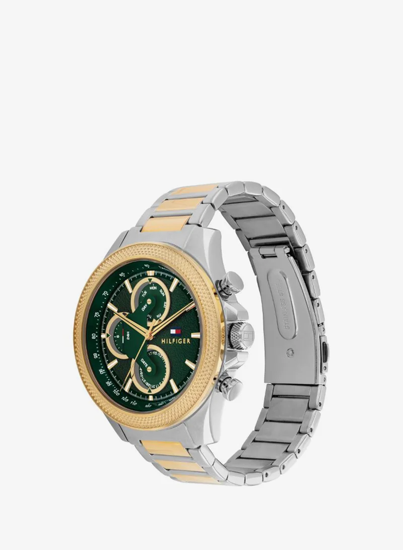 Tommy Hilfiger  Men's Multifunction Watch, Green Dial, Two-Tone Stainless Steel Strap for Men | Best Price UAE