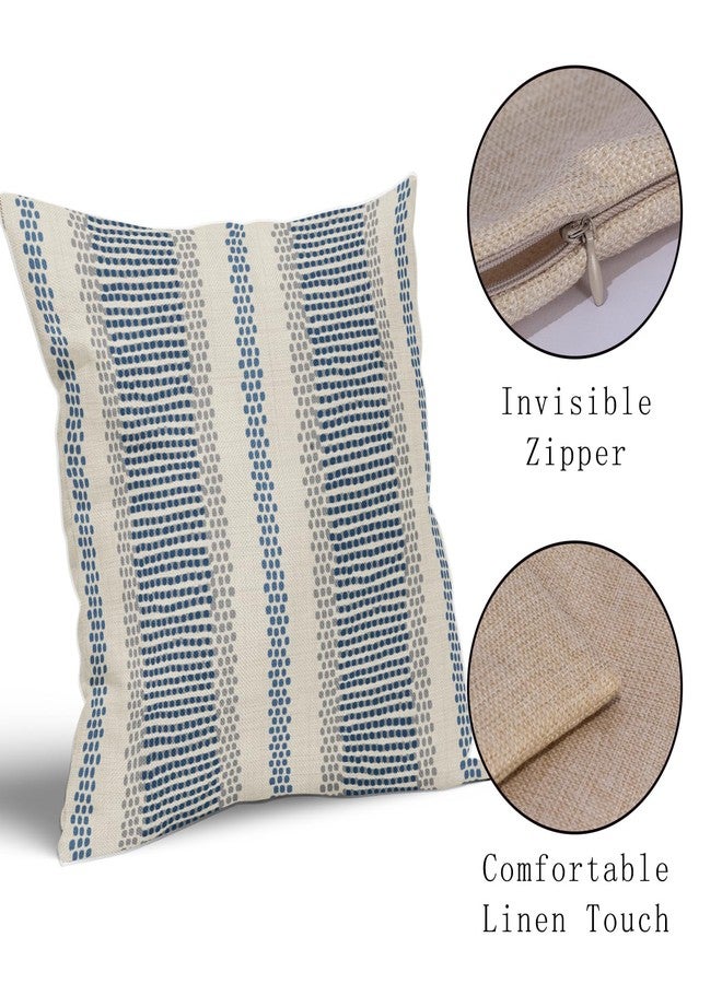 Aytipun Blue Pillow Covers 18x18 Set of 2 Gray Grey Dot Print Striped Decorative Outdoor Pillowcases Boho Rustic Farmhouse Decorative Throw Cushion Case Decor for Couch Sofa Bed - Image 4