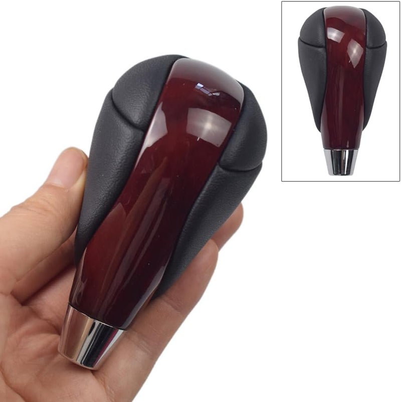 Kakulkomen Automatic Car Gear Knob Lever Handball Shifter Knob Stick Black Leather for Le-xus Is250 Rx350 Rx450h Is350 Es300 Es350 Gs300 Gs350 Ls460 Ls430 Ls600h Cs200H (Wine Red Walnut) - Image 3