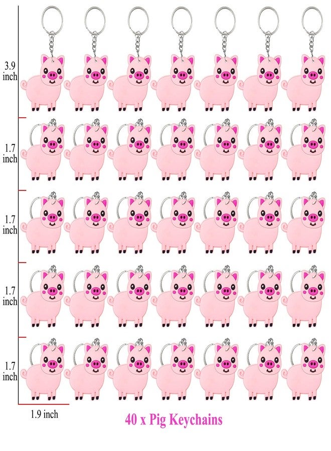 Elecrainbow 40 Pack Pink Pig Keyring Pack Party Favor for Pink Pig Lover, Guest Return Gift, Farm Animal Themed Party, Baby Shower, Birthday - Image 2