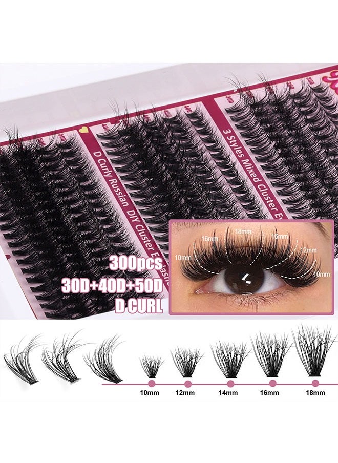 JS - Single Cluster False Lashes Set, 3D/4D/5D Multiple Sizes Eyelashes with Eye Black, Mascara Comb, Eyelash Glue and Tweezers, Dense Natural Look Eyelashes, Curl Extension Lashes Eyelashes Set - Image 1