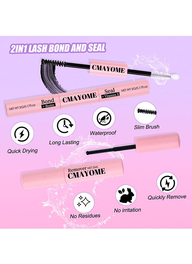JS - Single Cluster False Lashes Set, 3D/4D/5D Multiple Sizes Eyelashes with Eye Black, Mascara Comb, Eyelash Glue and Tweezers, Dense Natural Look Eyelashes, Curl Extension Lashes Eyelashes Set - Image 1