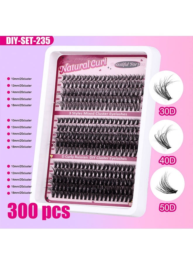 JS - Single Cluster False Lashes Set, 3D/4D/5D Multiple Sizes Eyelashes with Eye Black, Mascara Comb, Eyelash Glue and Tweezers, Dense Natural Look Eyelashes, Curl Extension Lashes Eyelashes Set - Image 1