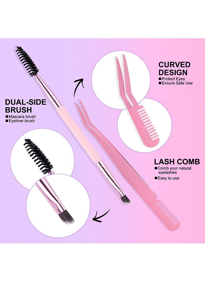 JS - Single Cluster False Lashes Set, 3D/4D/5D Multiple Sizes Eyelashes with Eye Black, Mascara Comb, Eyelash Glue and Tweezers, Dense Natural Look Eyelashes, Curl Extension Lashes Eyelashes Set - Image 1