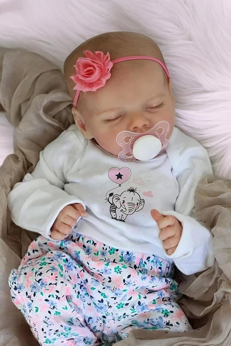 JIZHI Lifelike Reborn Baby Dolls Girl 17 Inch Real Baby Doll Soft Body Realistic Newborn Vinyl Silicone Baby Doll Full Body Poseable Real Life Baby Dolls with Feeding Kit Gift Box for Kids Age 3 - Image 2
