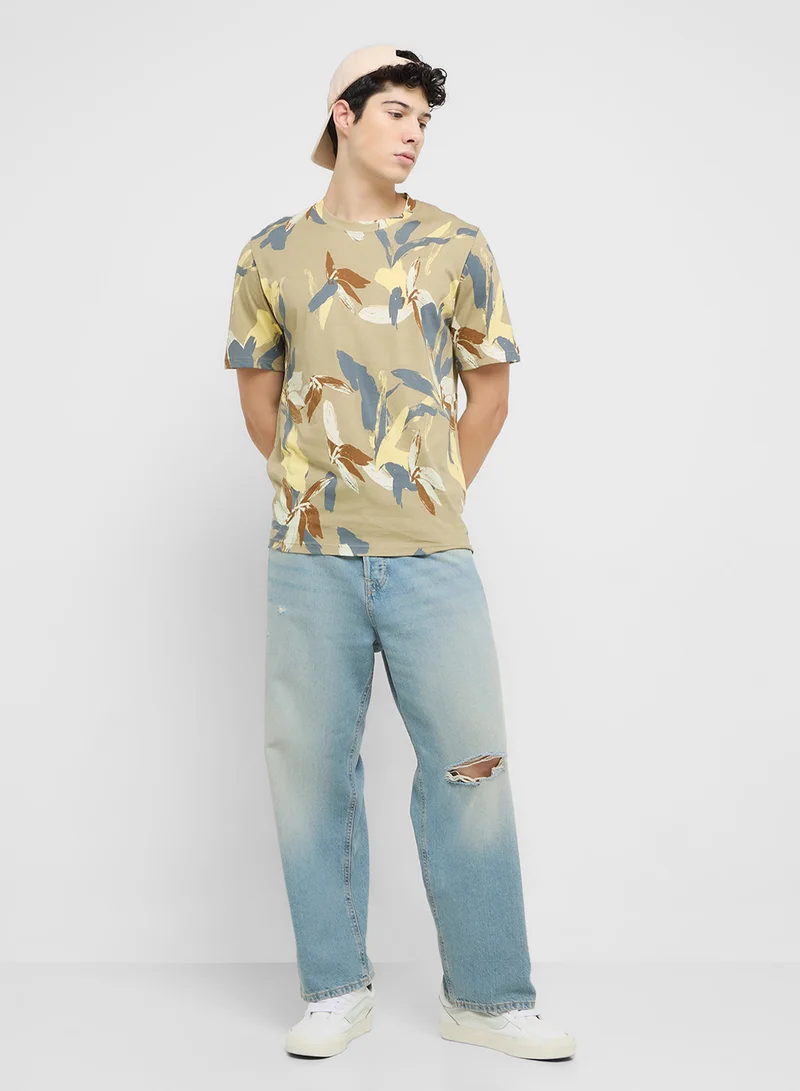JACK & JONES Printed Crew Neck T-Shirt