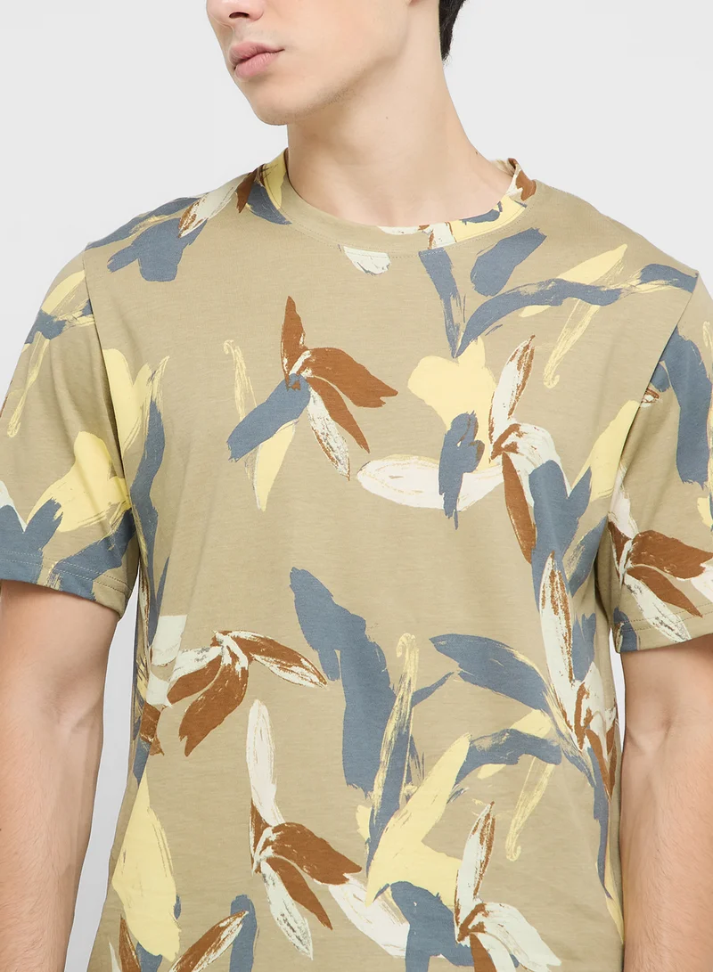 JACK & JONES Printed Crew Neck T-Shirt
